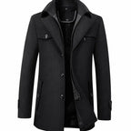 Harrison | Men’s Built-In Zip-Placket Wool-Blend Single-Breasted Coat