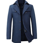 Harrison | Men’s Built-In Zip-Placket Wool-Blend Single-Breasted Coat