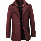 Harrison | Men’s Built-In Zip-Placket Wool-Blend Single-Breasted Coat