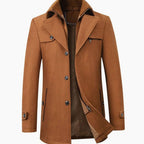 Harrison | Men’s Built-In Zip-Placket Wool-Blend Single-Breasted Coat