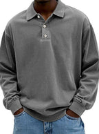 Lucas | Men’s Vintage Washed Long-Sleeve Polo Sweatshirt