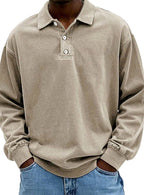 Lucas | Men’s Vintage Washed Long-Sleeve Polo Sweatshirt