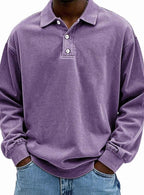 Lucas | Men’s Vintage Washed Long-Sleeve Polo Sweatshirt