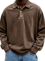 Lucas | Men’s Vintage Washed Long-Sleeve Polo Sweatshirt