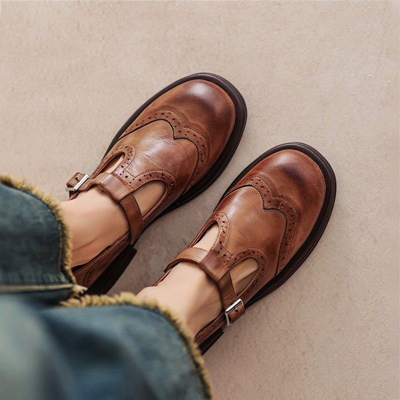 Mira | Vintage T-Strap Flats