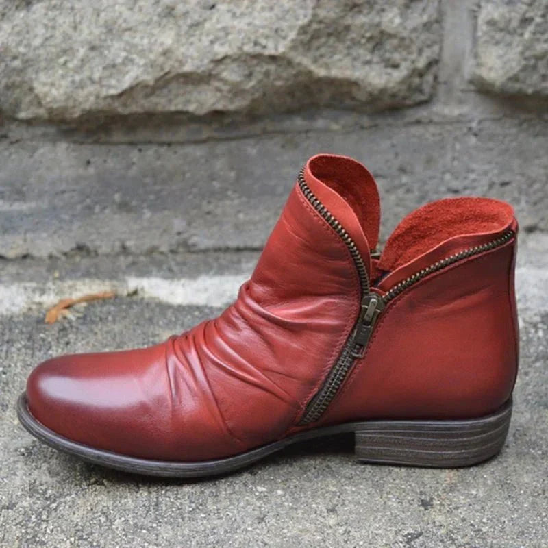 Miriam | ZIPPED FAUX LEATHER BOOTS
