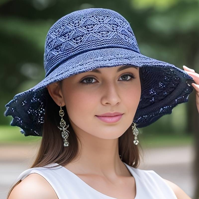 Women's Elegant wide-brimmed folding sun hat