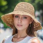 Women's Elegant wide-brimmed folding sun hat