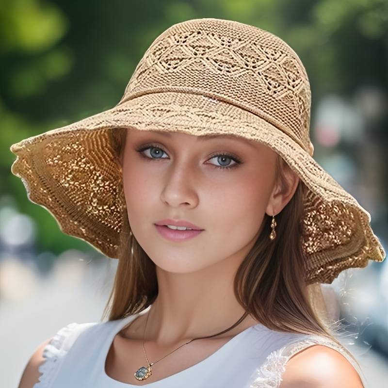 Women's Elegant wide-brimmed folding sun hat
