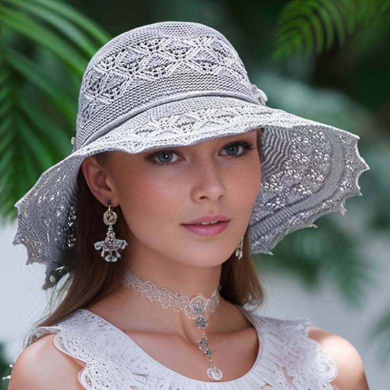 Women's Elegant wide-brimmed folding sun hat
