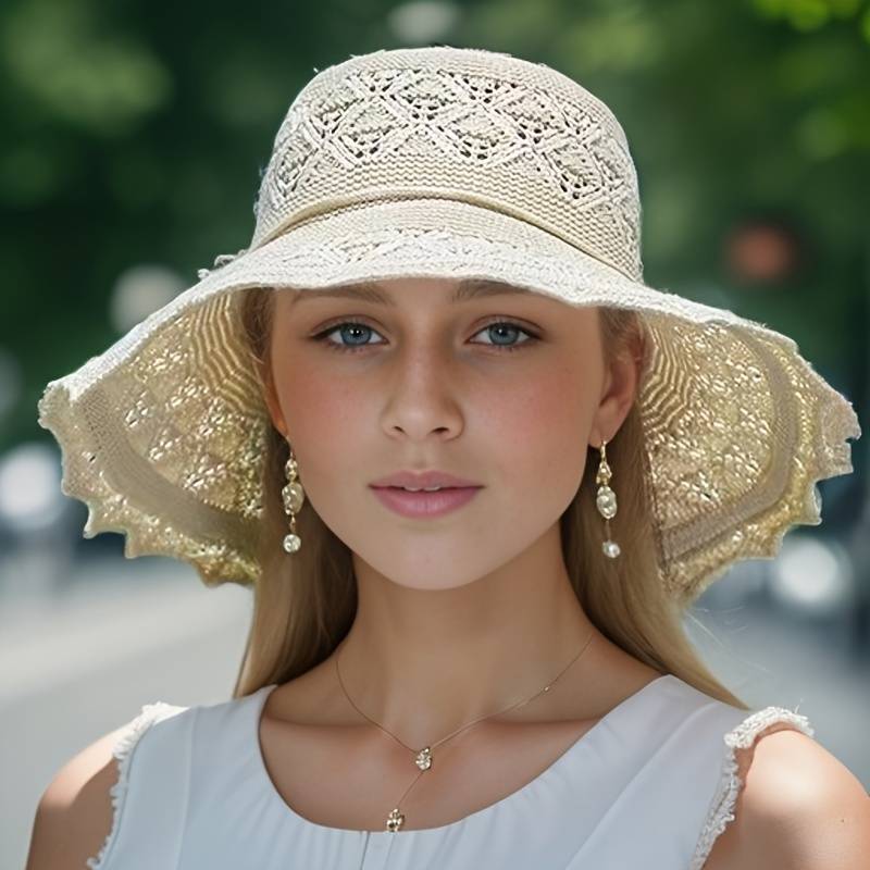 Women's Elegant wide-brimmed folding sun hat