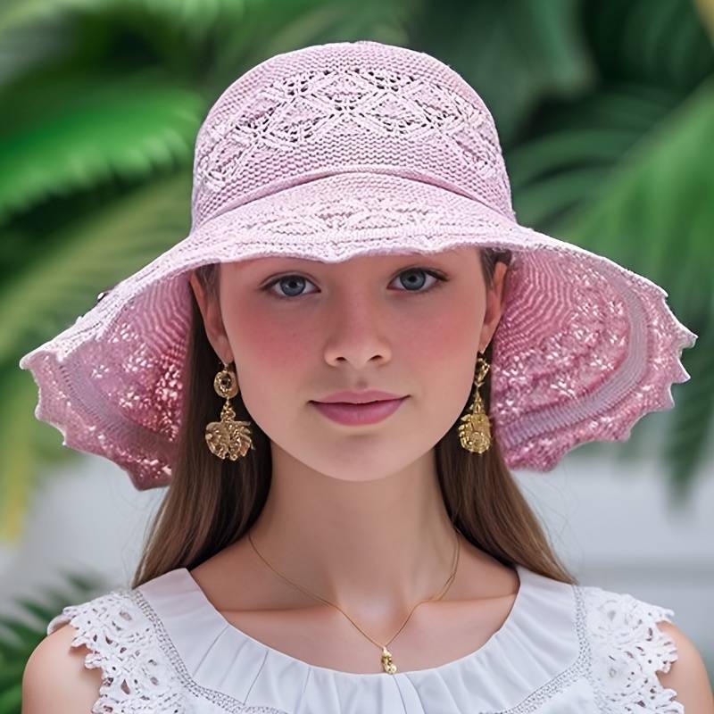 Women's Elegant wide-brimmed folding sun hat