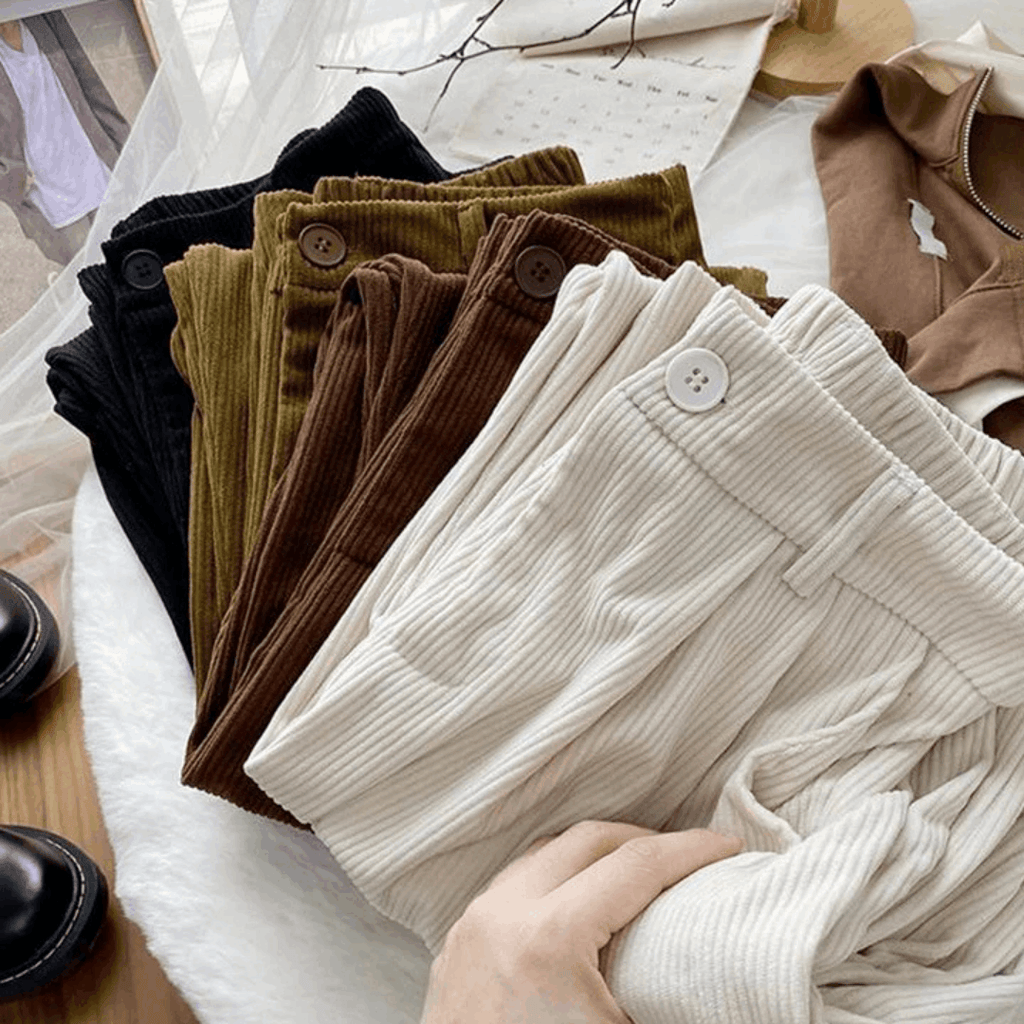 Women's high wasted Retro Corduroy pants