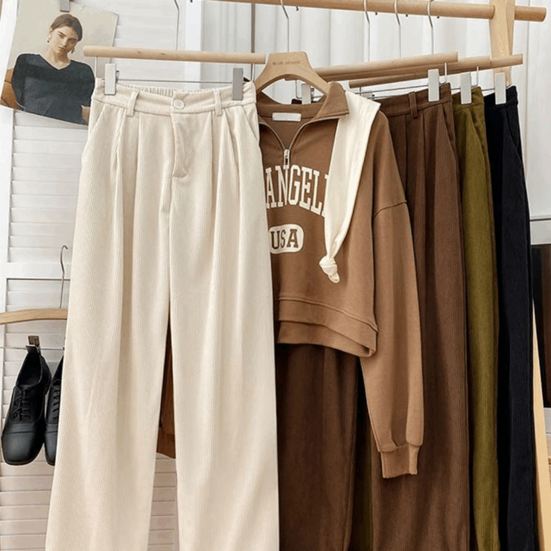 Women's high wasted Retro Corduroy pants