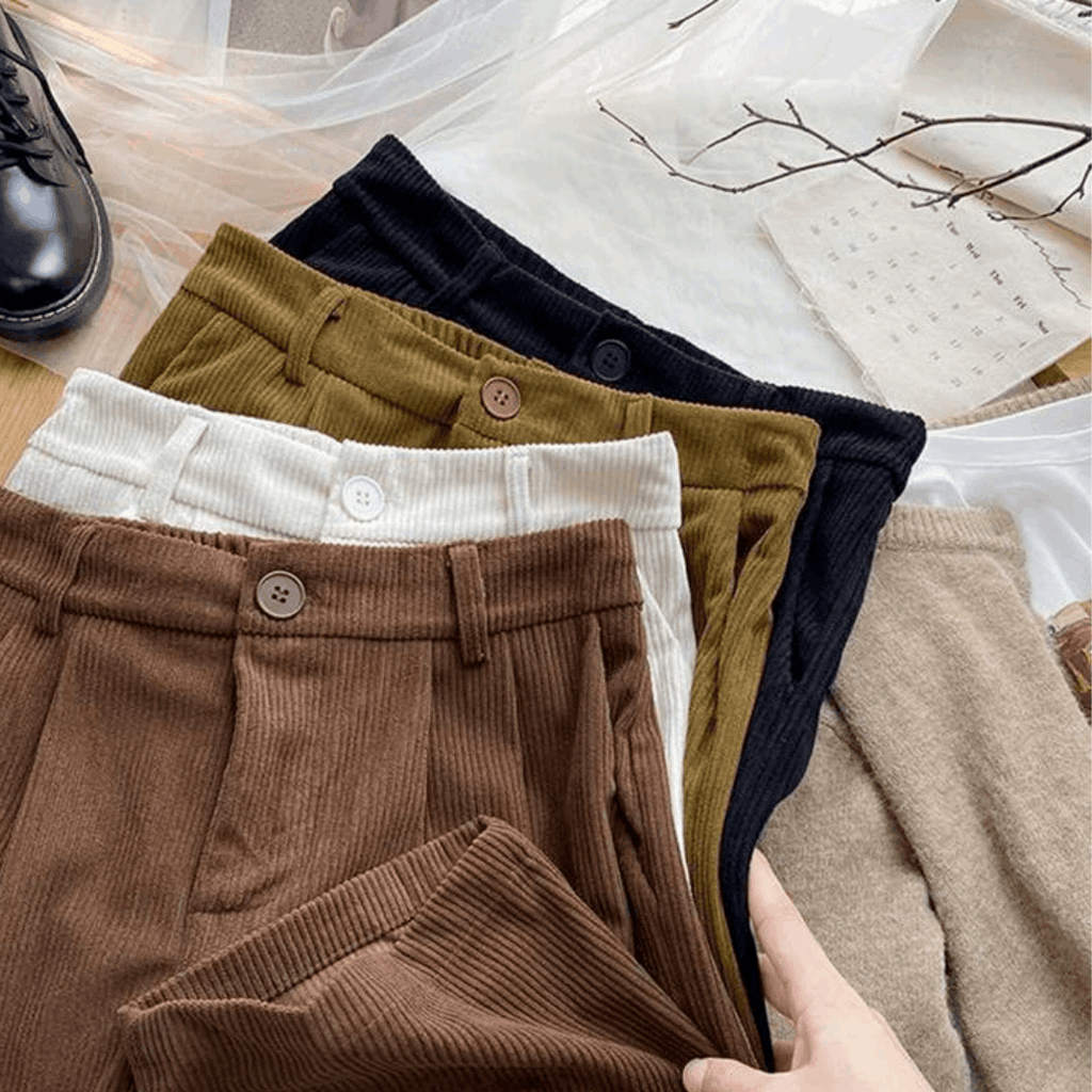 Women's high wasted Retro Corduroy pants