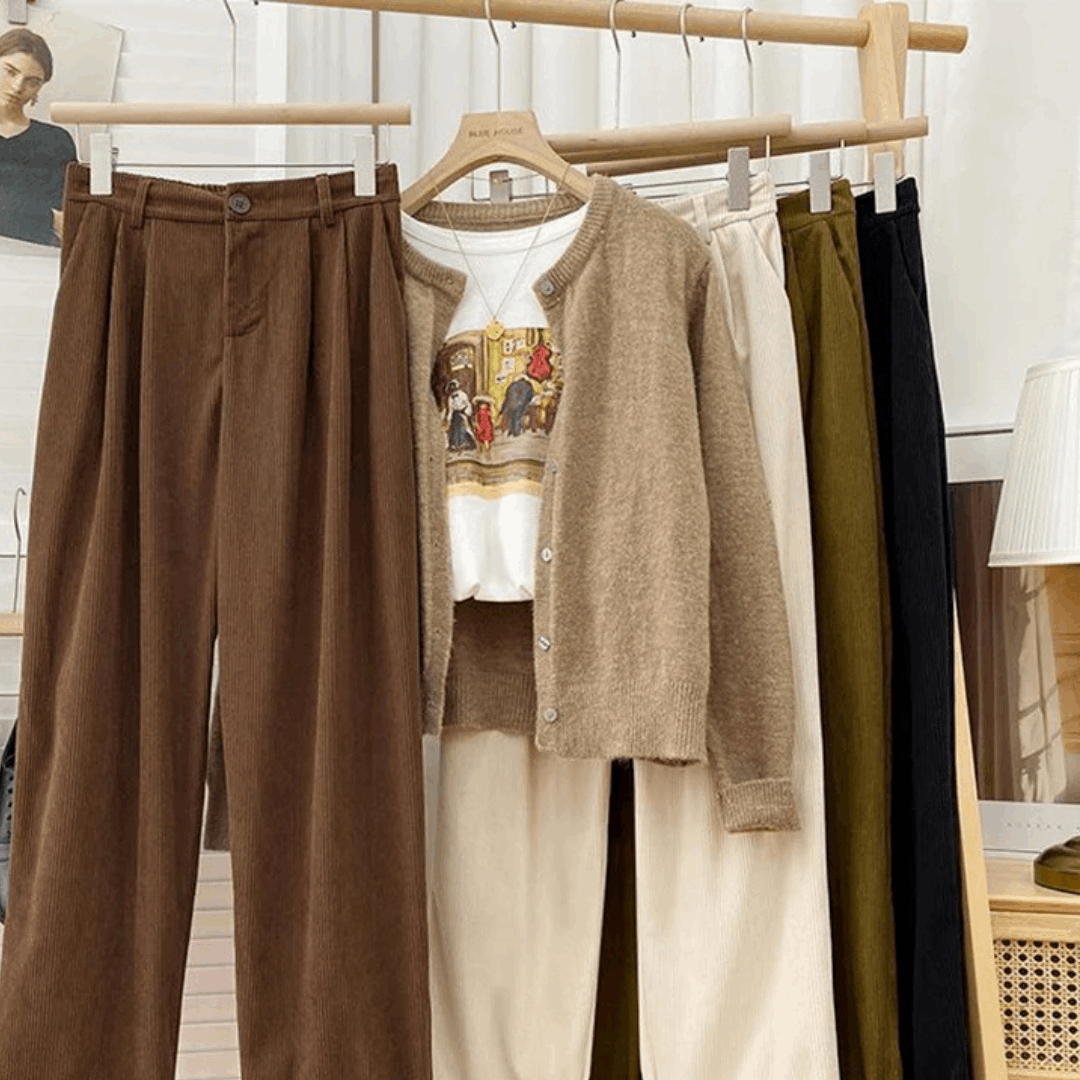 Women's high wasted Retro Corduroy pants