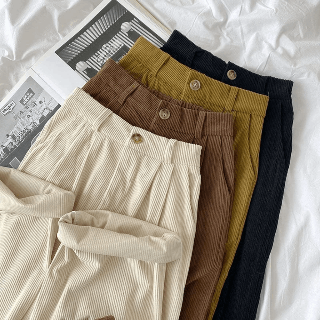 Women's high wasted Retro Corduroy pants