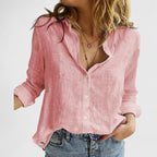 Fiona | Women’s Monochrome Floral Print Notched V-Neck Blouse