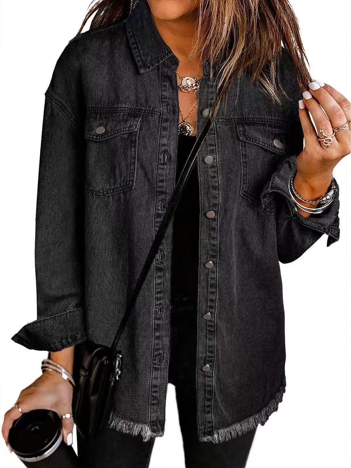 Raya | Frayed Hem Oversized Denim Shirt