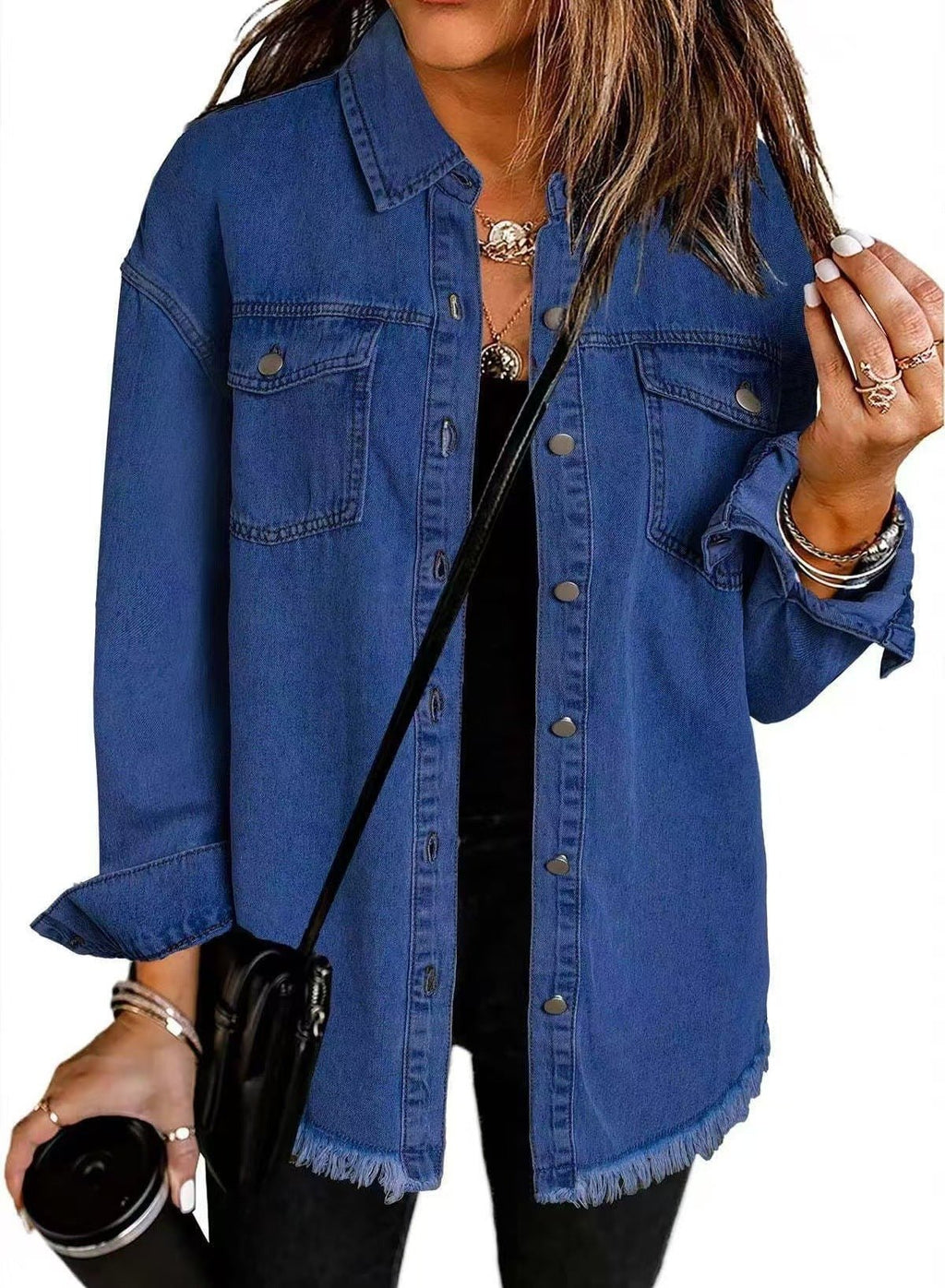 Raya | Frayed Hem Oversized Denim Shirt