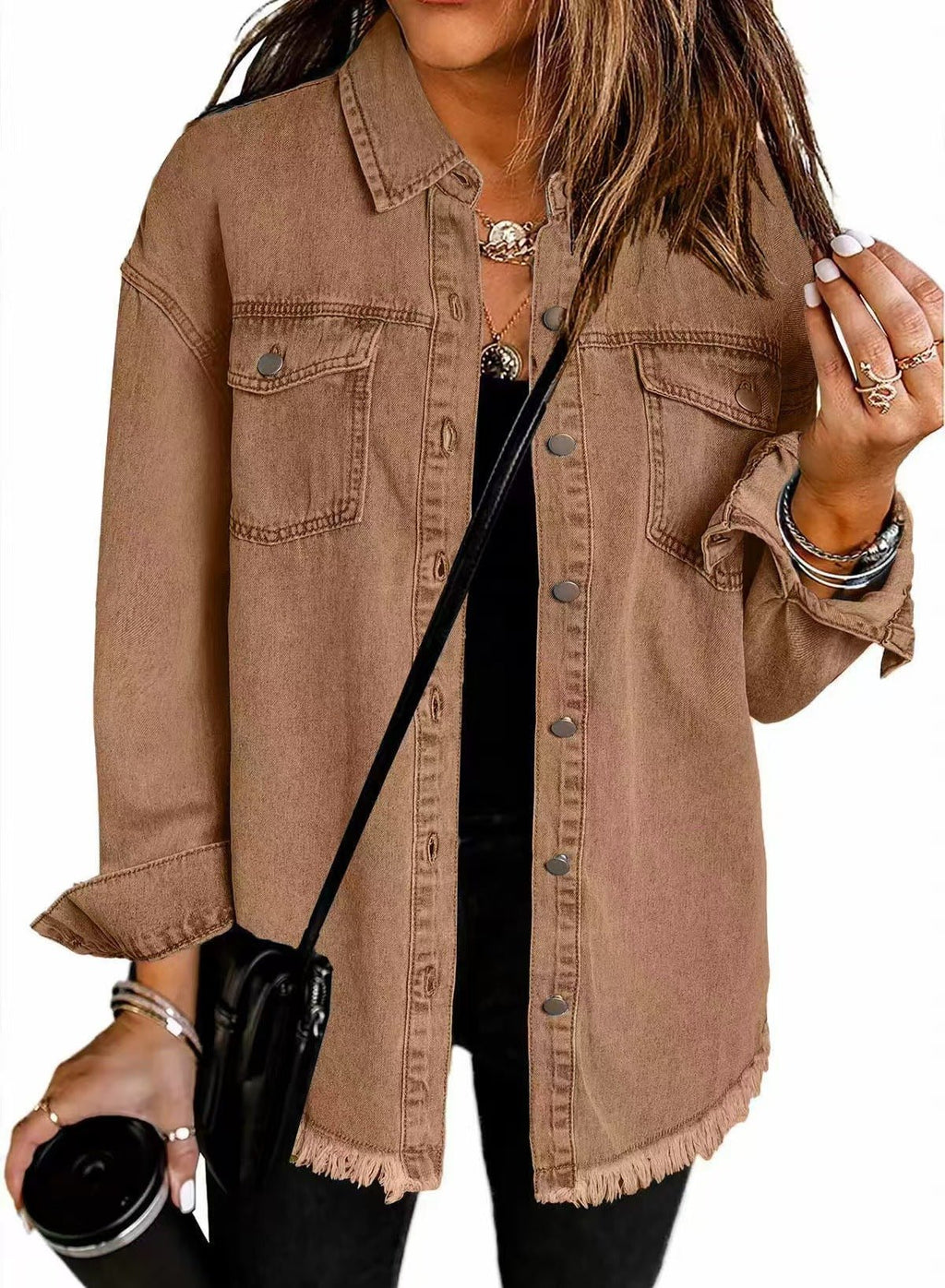 Raya | Frayed Hem Oversized Denim Shirt