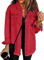Raya | Frayed Hem Oversized Denim Shirt