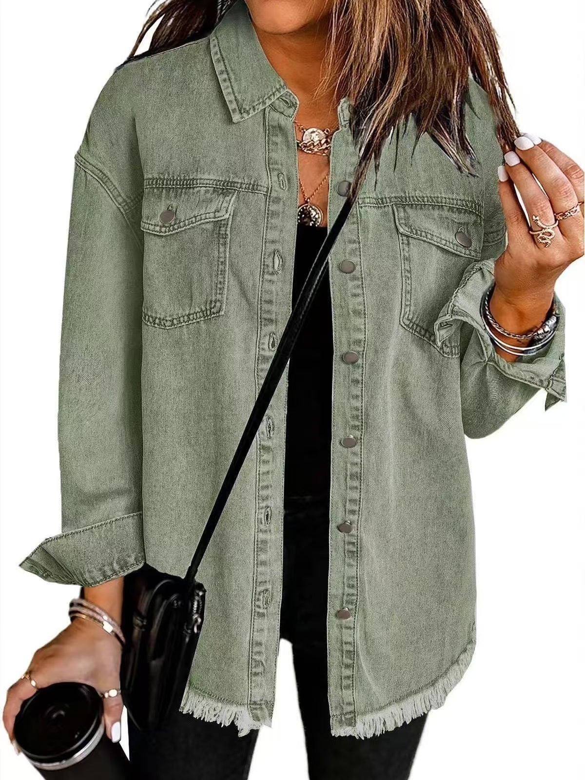Raya | Frayed Hem Oversized Denim Shirt