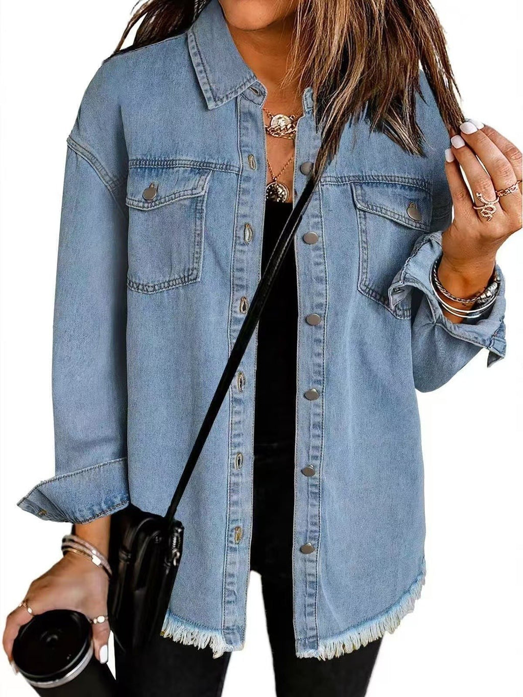 Raya | Frayed Hem Oversized Denim Shirt
