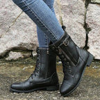 Reyna | Combat-Inspired Lace-Up Zip Boots