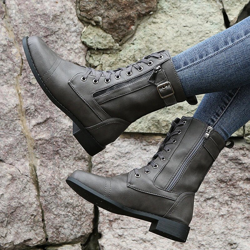 Reyna | Combat-Inspired Lace-Up Zip Boots