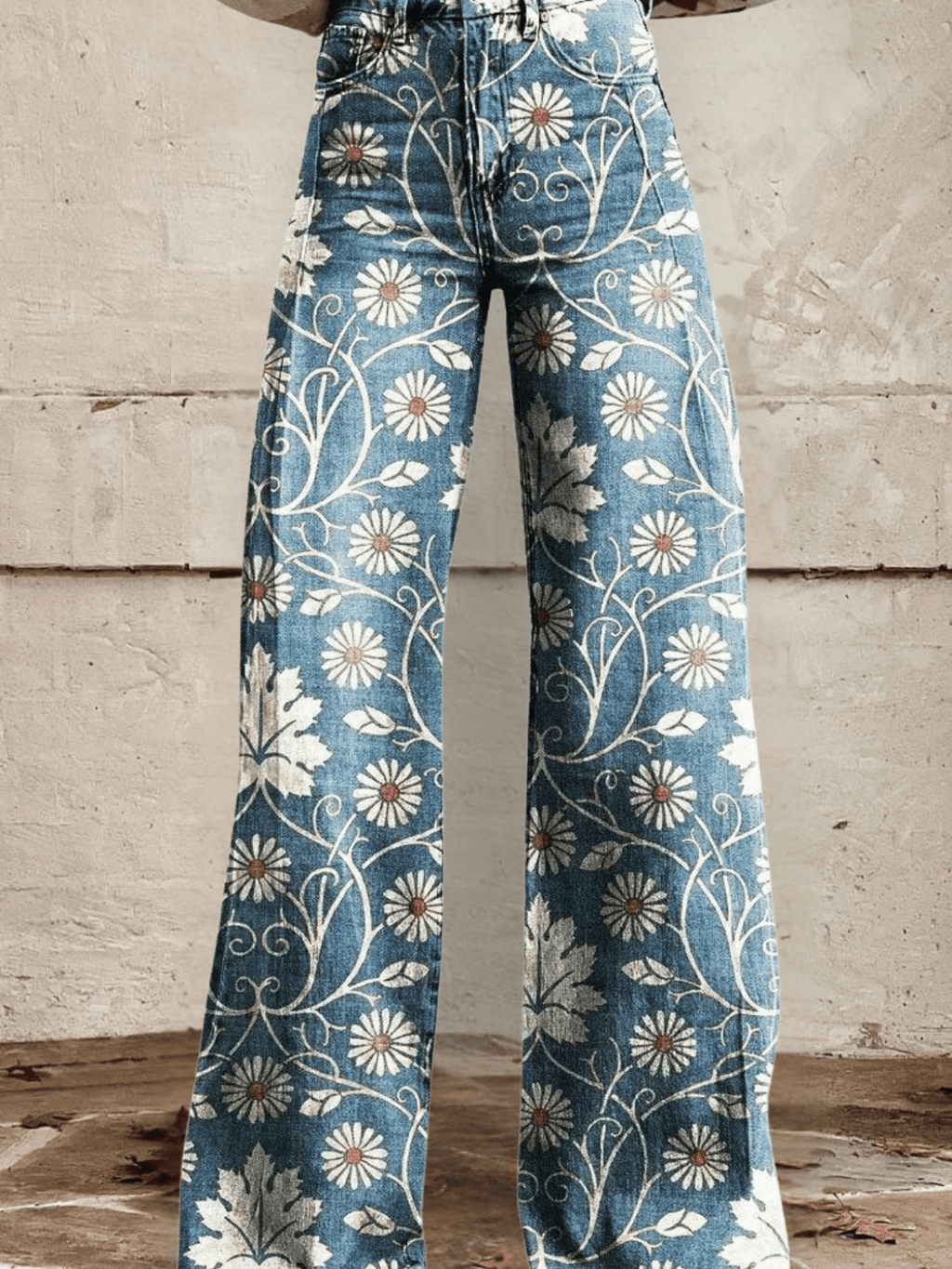 Noelle | Retro Floral Wide Leg Jeans