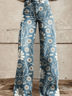 Noelle | Retro Floral Wide Leg Jeans
