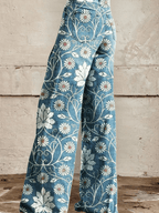 Noelle | Retro Floral Wide Leg Jeans