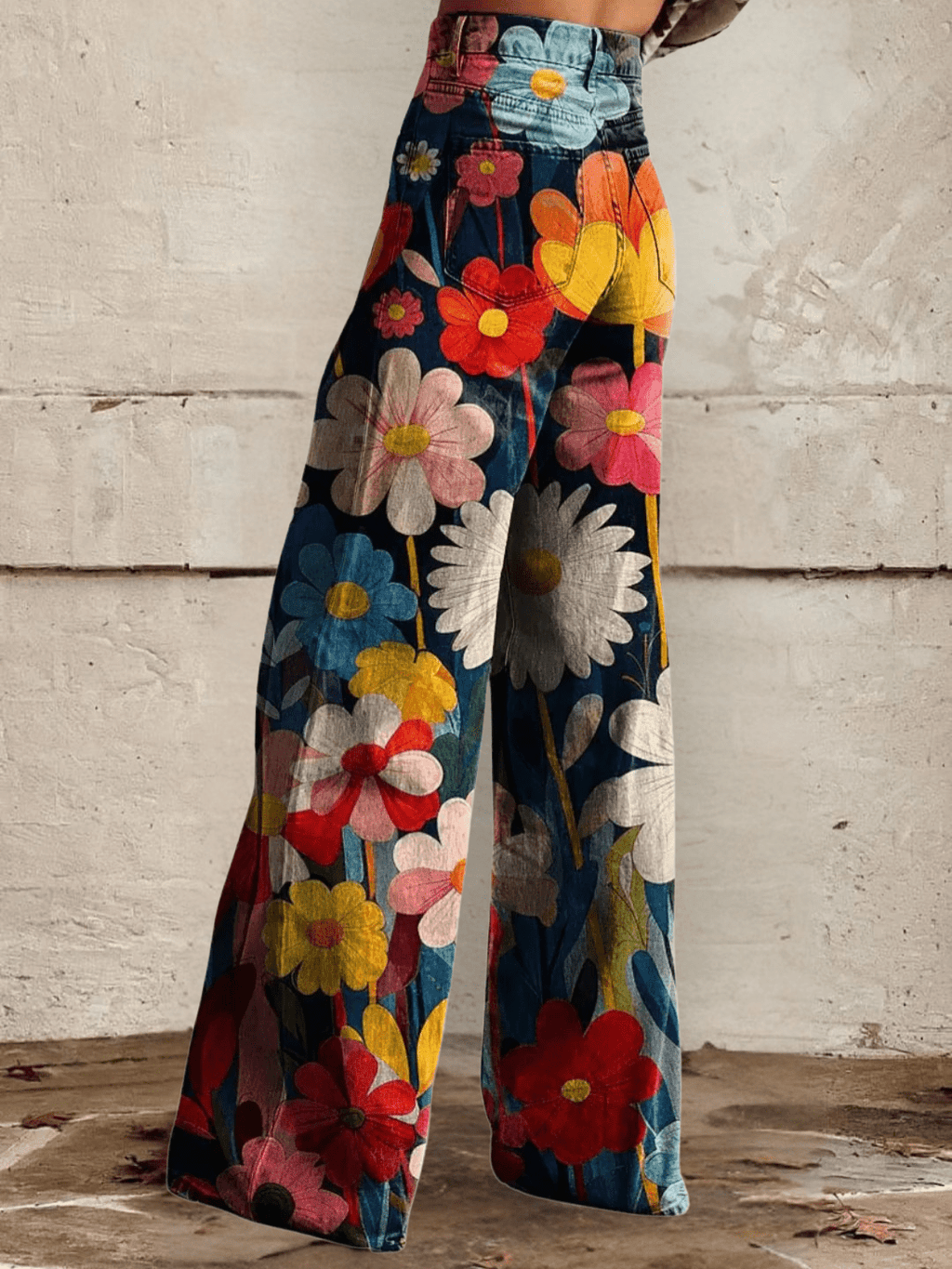 Noelle | Retro Floral Wide Leg Jeans