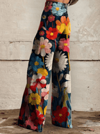 Noelle | Retro Floral Wide Leg Jeans