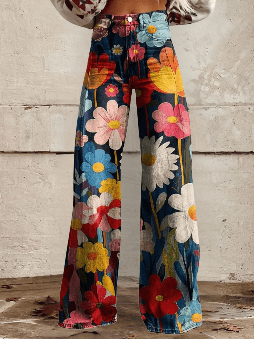 Noelle | Retro Floral Wide Leg Jeans