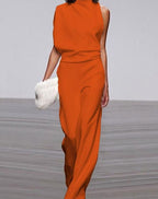 Serena | Women’s Sleeveless High-Neck Wide-Leg Jumpsuit