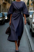 Margot | Women’s Kimono-Sleeve Belted High-Neck Midi Dress