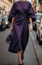 Seraphina | Women’s Wide Sleeve Cinched Draped Midi Dress