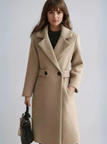 Evelyn | Women’s Belted Waist Notched Lapel Long Wool-Blend Coat