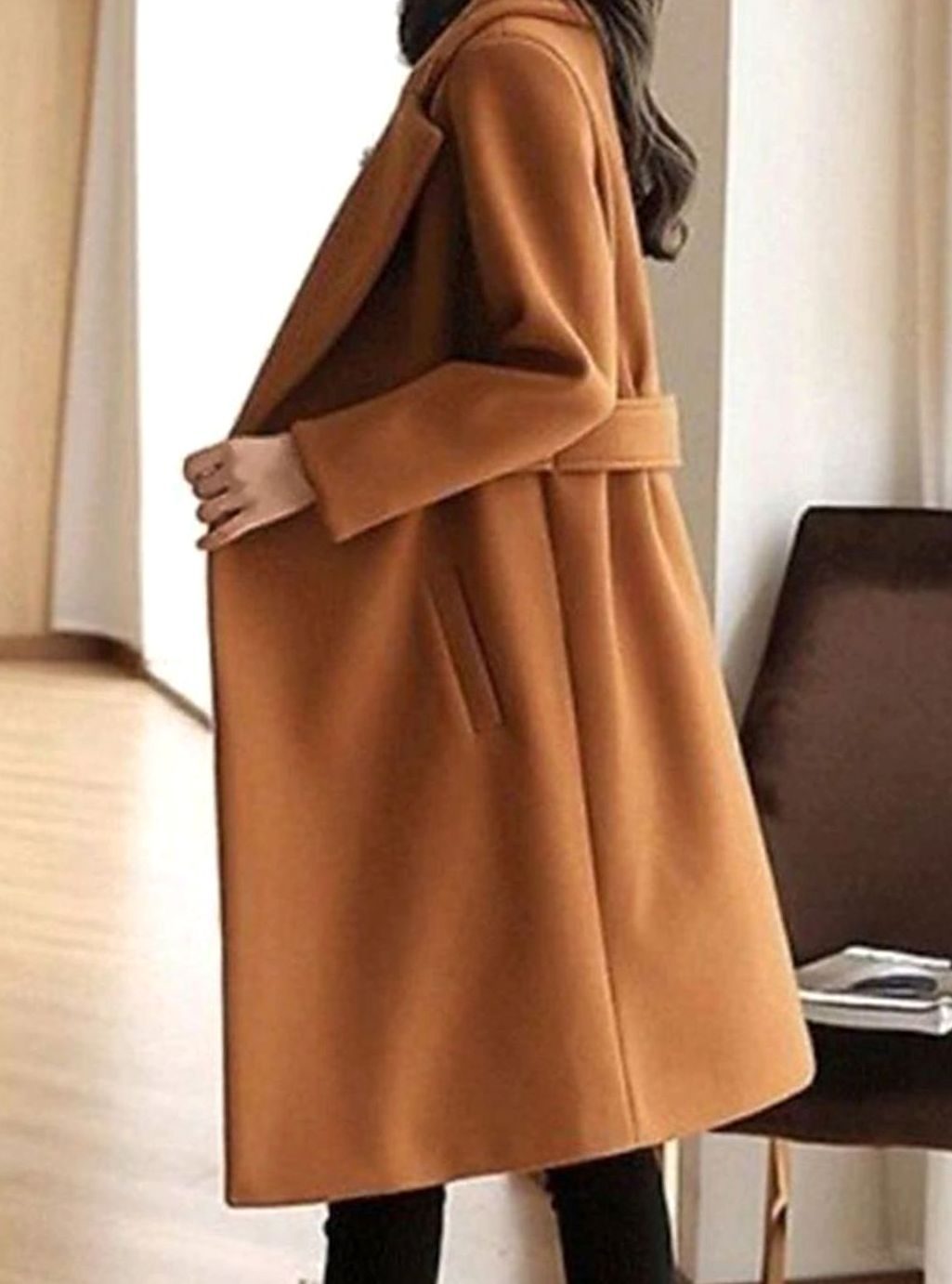 Evelyn | Women’s Belted Waist Notched Lapel Long Wool-Blend Coat