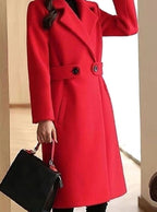 Evelyn | Women’s Belted Waist Notched Lapel Long Wool-Blend Coat
