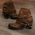 Kora | Women’s Distressed Leather Braided-Wrap Ankle Booties