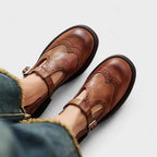 Hazel | Women’s T-Strap Wingtip Brogue Mary Jane Flats