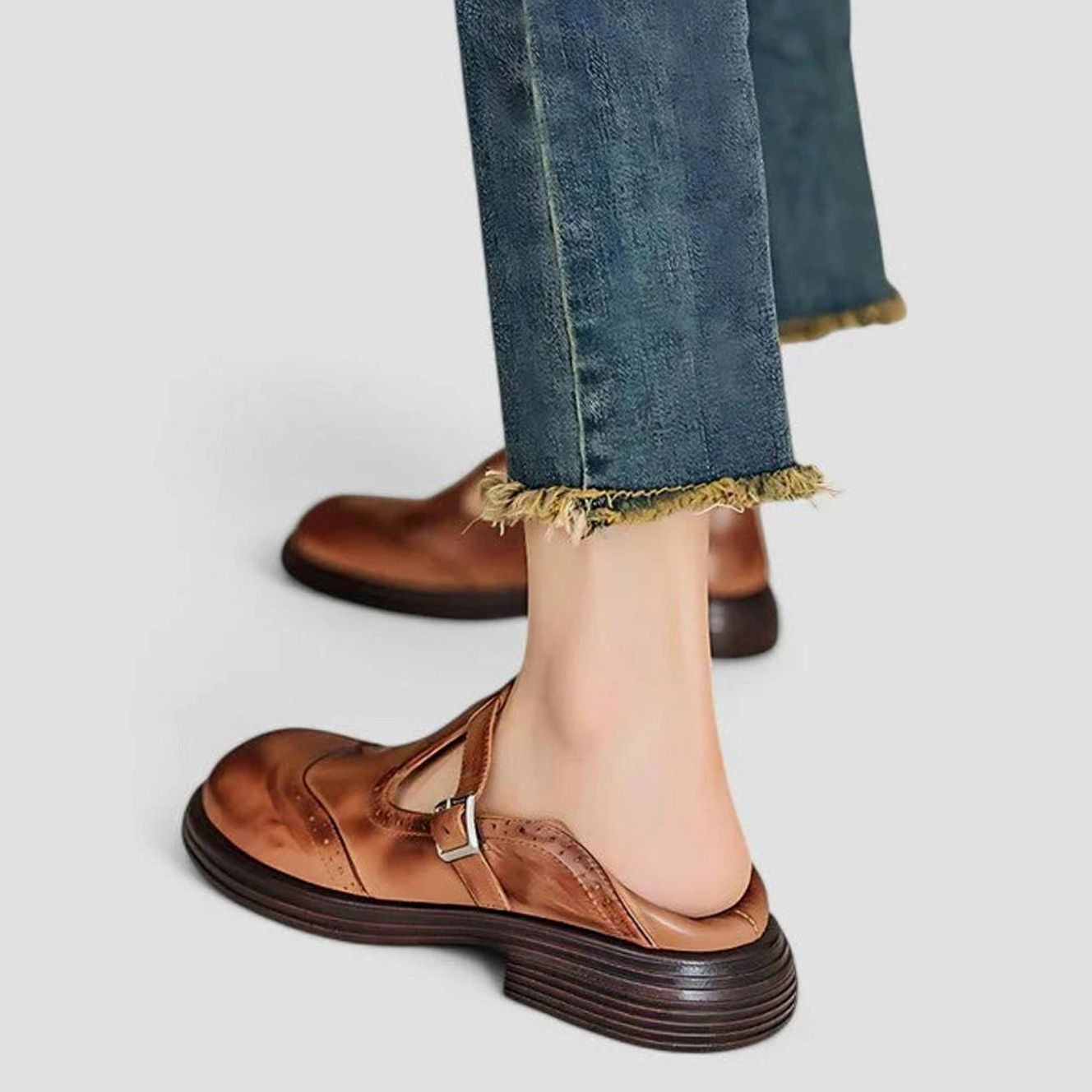 Hazel | Women’s T-Strap Wingtip Brogue Mary Jane Flats