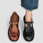 Hazel | Women’s T-Strap Wingtip Brogue Mary Jane Flats