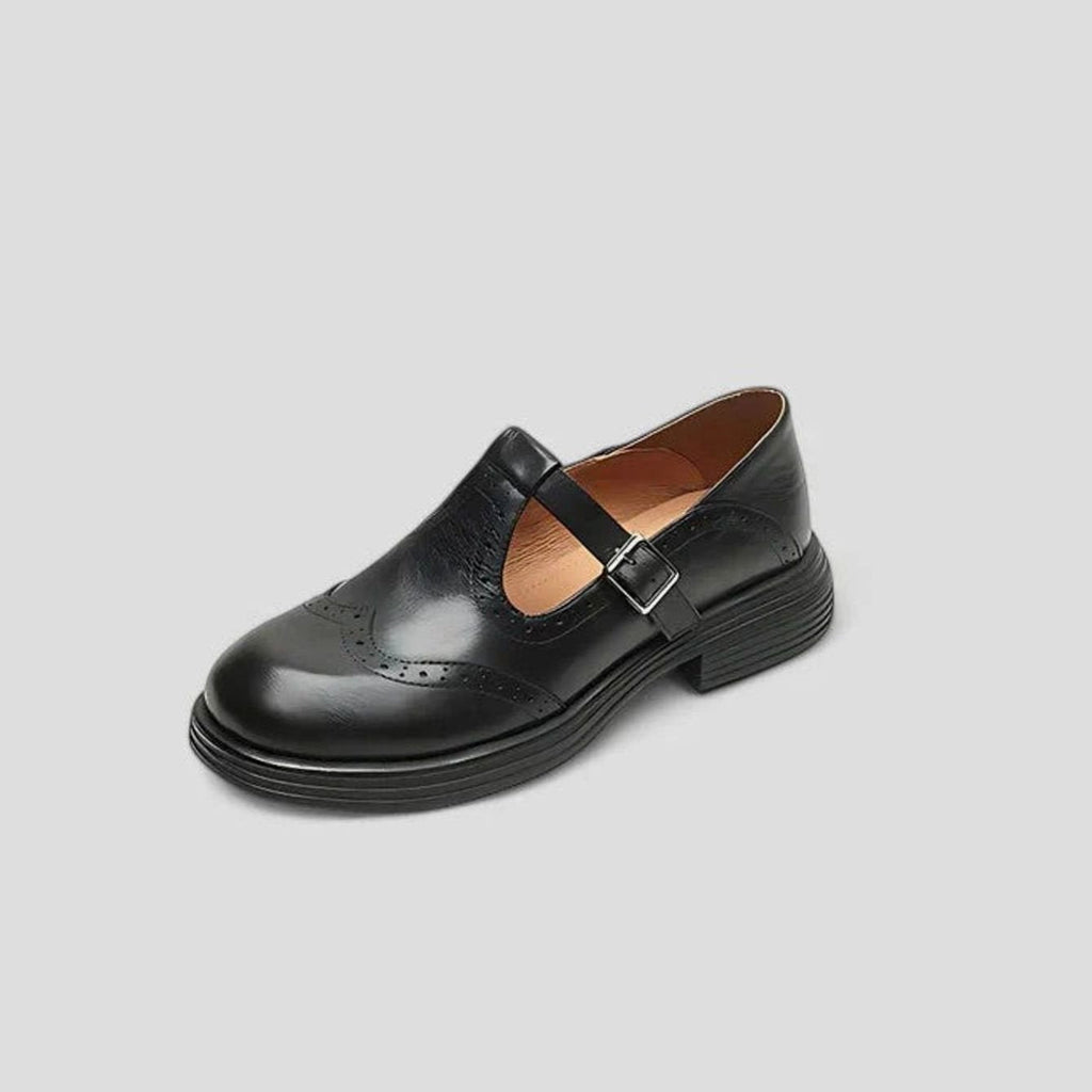 Hazel | Women’s T-Strap Wingtip Brogue Mary Jane Flats