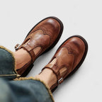 Hazel | Women’s T-Strap Wingtip Brogue Mary Jane Flats