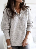 Hazel | Women’s Quarter-Zip Chunky Ribbed Knit Pullover Sweater