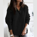 Hazel | Women’s Quarter-Zip Chunky Ribbed Knit Pullover Sweater
